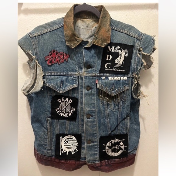 RARE❗️VTG 80s PUNK Levi’s Cutoff Denim Jacket Vest Patch Dead Kennedys Subhumans - Picture 4 of 16